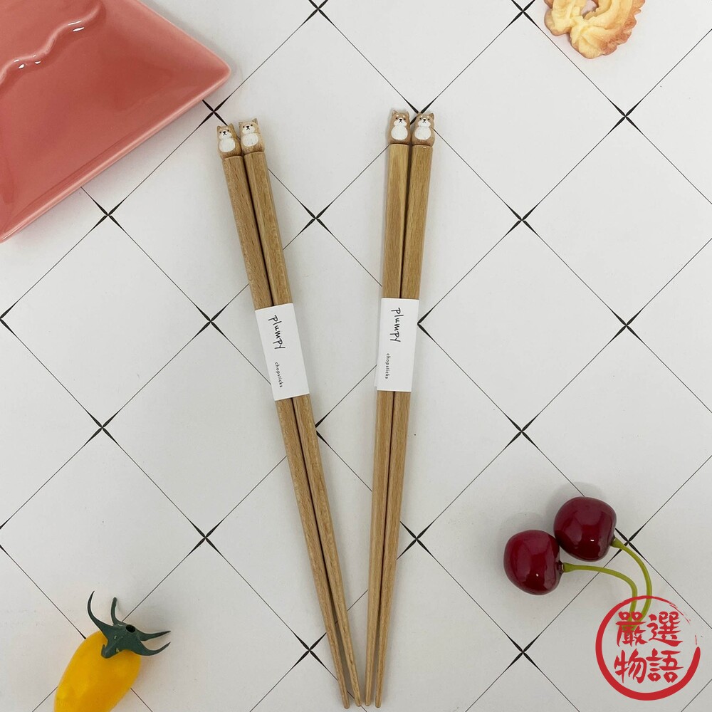 日本製 柴犬造型木筷 木筷子 兒童筷子 竹筷 筷子 環保筷 日本餐具 日式餐具 可愛餐具 兒童餐具-thumb