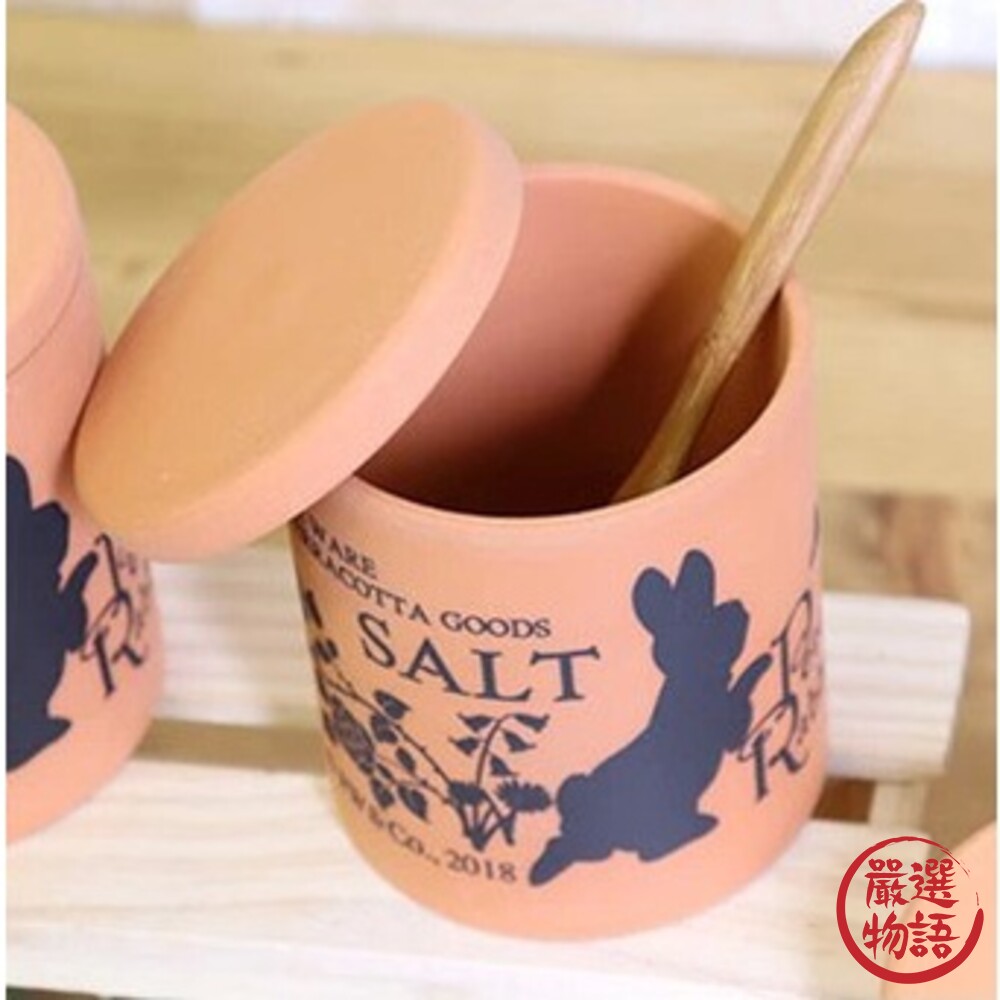 日本製 彼得兔陶罐 鹽罐 糖罐 大蒜罐 防潮 調味料 儲物罐 咖啡廳 廚房 陶器 兔子-圖片-2