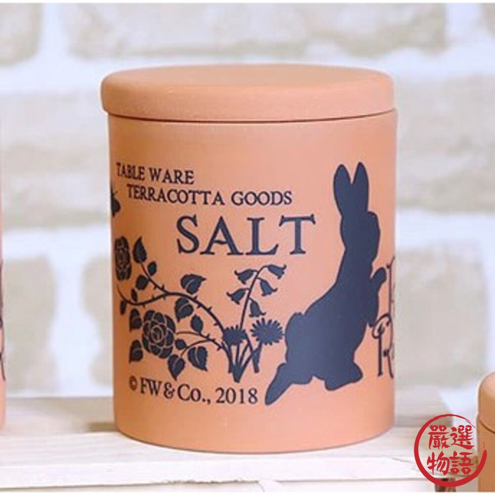 日本製 彼得兔陶罐 鹽罐 糖罐 大蒜罐 防潮 調味料 儲物罐 咖啡廳 廚房 陶器 兔子-圖片-3