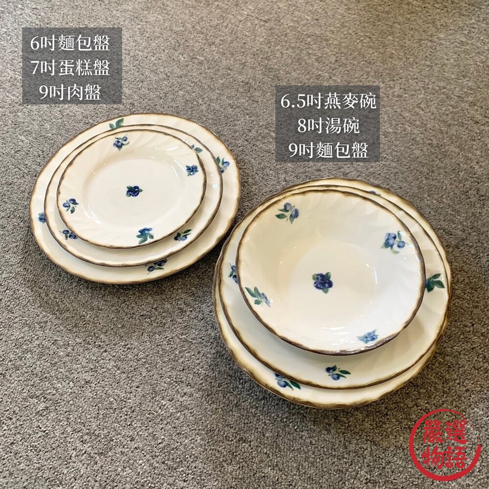SF-017980-日本製 Dian藍莓復古陶瓷盤 美濃燒 餐盤 餐碗 深盤 湯碗 碗 復古盤 麥片碗 甜點盤 橢圓盤