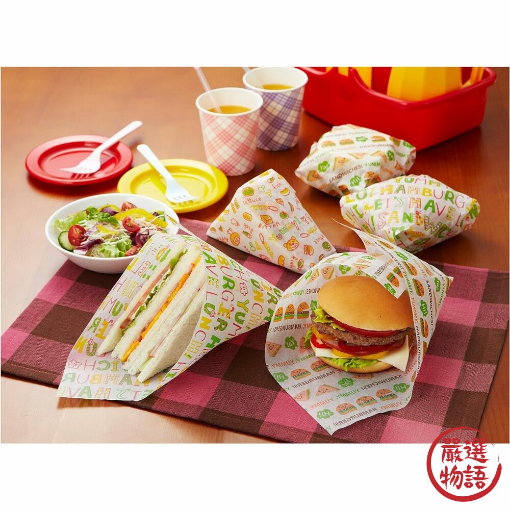 日本製 m'sa三明治食物包裝袋 土司包裝袋 防油紙袋 三角袋 開口袋 麵包袋 L型防油紙袋-圖片-3