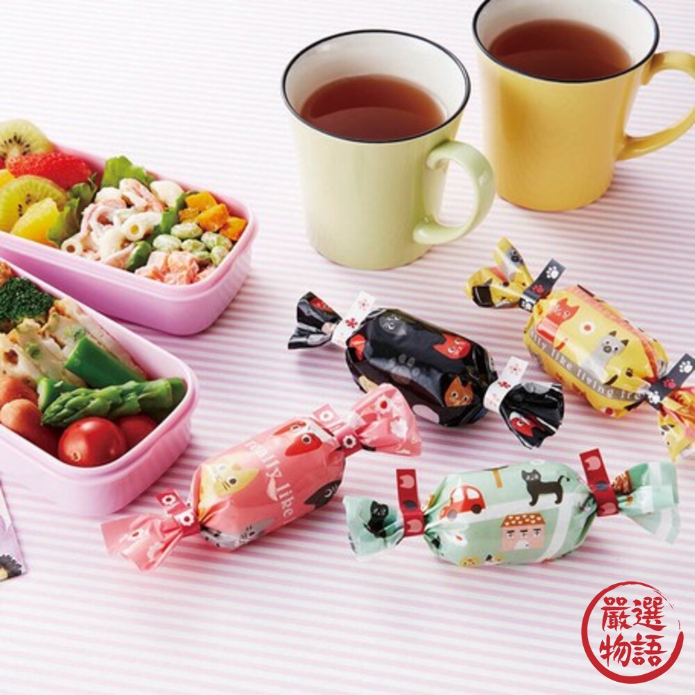 SF-018425-日本製 貓咪飯糰包裝袋 飯糰袋 壽司袋 便當包裝袋 糖果袋 野餐 兒童便當 糖果造型 不沾手